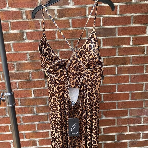 V Neck Spaghetti Straps Velvet Maxi Dress Backless Double High Slit, Small - Picture 4 of 9